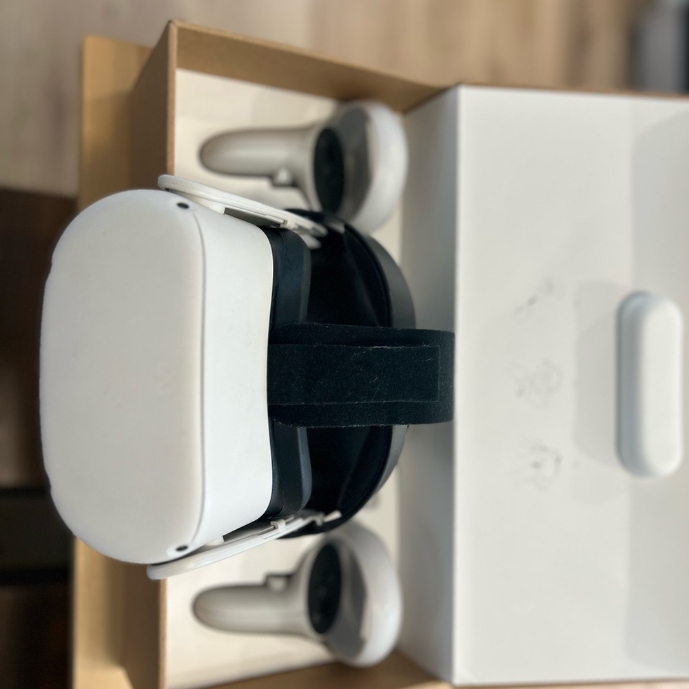 White VR Headset with Controllers